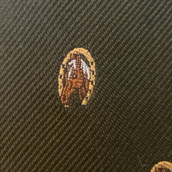BROOKS BROTHERS EMBROIDERED HORSES HORSESHOE VINTAGE 70’s SILK BLEND NECKTIE - Picture 3 of 9